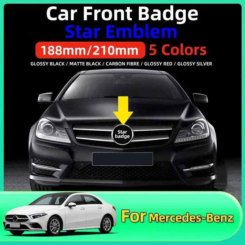 

1pcs 188mm 210mm ABS Car Front Grille Badge Decal Cover Emblem For Mercedes Benz A/B/C/E/S Class GLA CLA GLE GLK CLK CLS GLS GLC