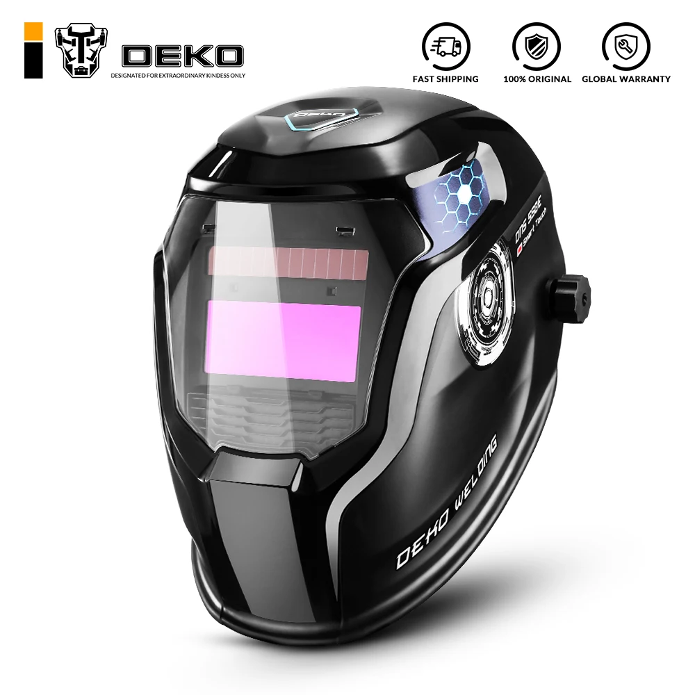 Casco per saldatura DEKO Cappuccio per rimozione automatica ad energia solare con paralume regolabile 4/9-13 per maschera per saldatore ad arco MIG