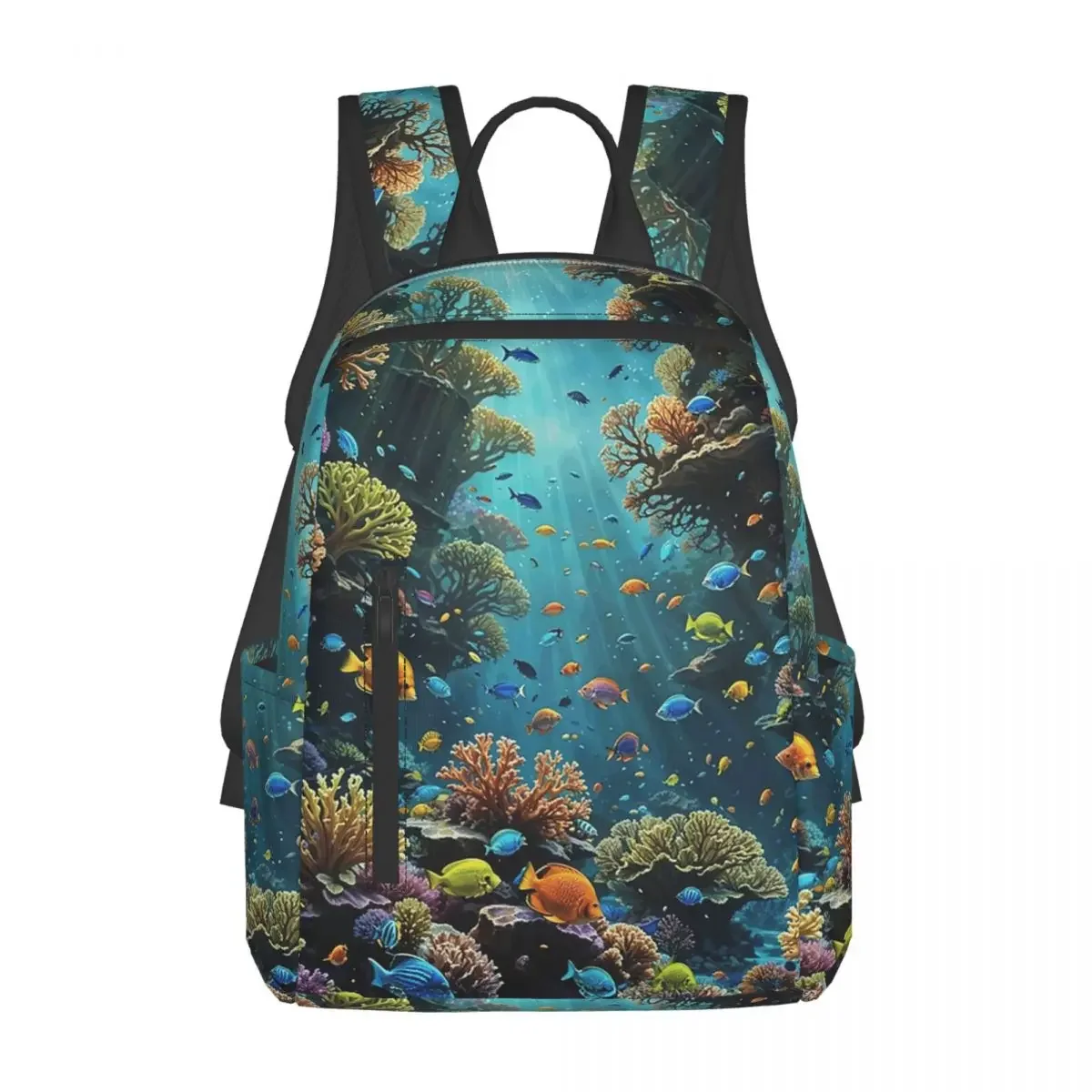 

Underwater Coral Reef Fish Backpack Large Capacity Boys Girls BookBag School Bag Shoulder Bags for Men Women