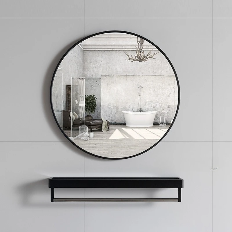 

Nordic minimalist mirror cabinet round wall hanging vanity organizer modern space saving тумбочка для ванной bathroom furniture