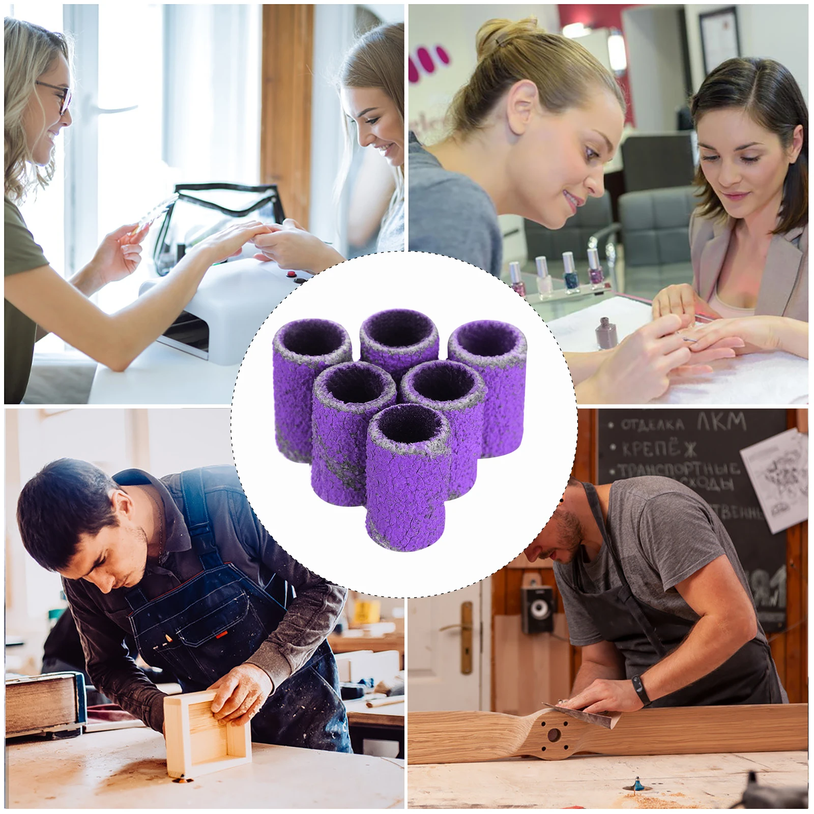 

100pcs Nail Grinding Ring Purple Premium Sanding Bands Polishing Cuticle Trimming Manicure Tools Grinding Heads Nail Art