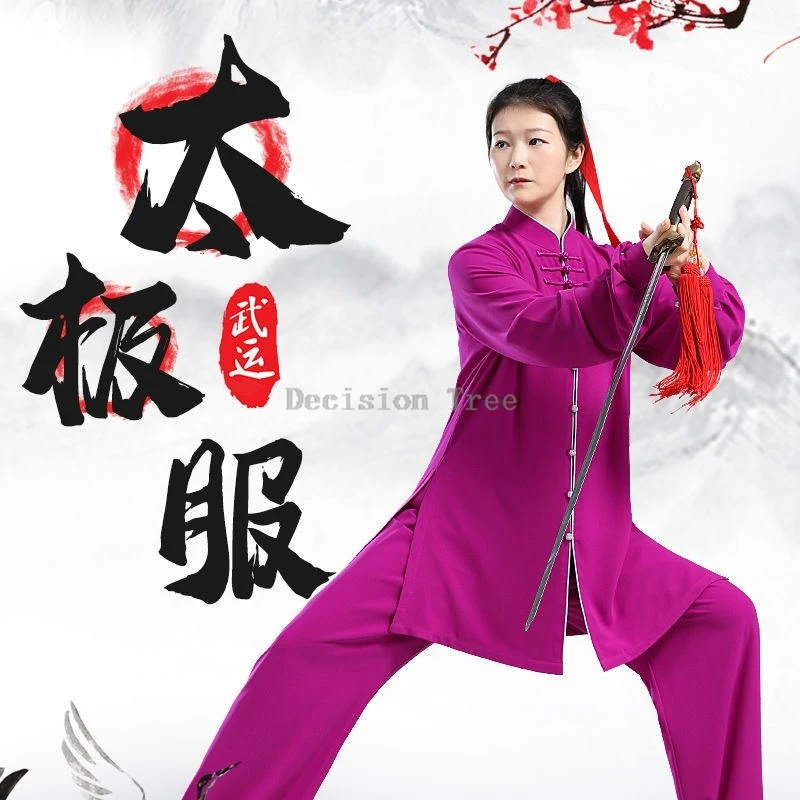 2024 elastic cotton medium long spring autumn tai chi suit men women long sleeve tai chi suit performance suit martial arts set