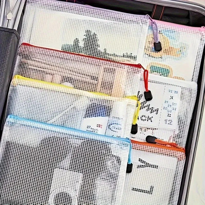 24pcs A4 Size PVC Zippered Document Bags Waterproof Soft Clear Pouches for Office School Travel File Jackets File Pockets