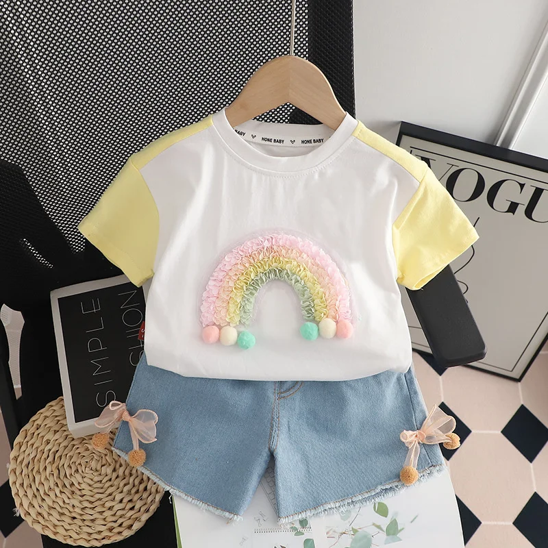 New Summer Baby Girl Clothes Suit Children Cute Fashion T-Shirt Shorts 2Pcs/Sets Toddler Casual Costume Infant Kids Tracksuits