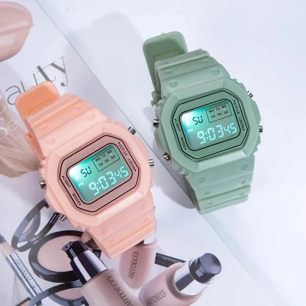 Fashion Transparent Student Digital Wristwatches LED Wristwatch Sports Electronic Watchs Ins Candy Multicolor Student Gift