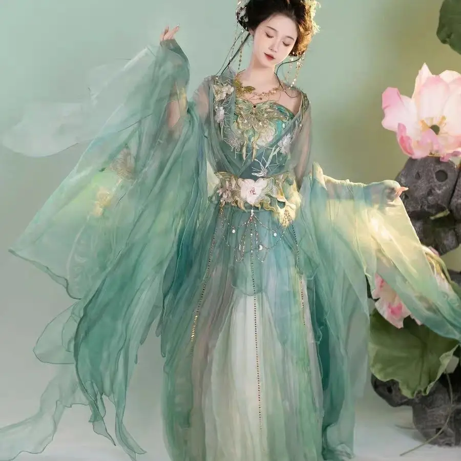 

Flower Goddess Jiangyoutang [Moon Goddess Moth] Embroidered Butterfly Improved Large Hem Draped Hezi Skirt Butterfly National