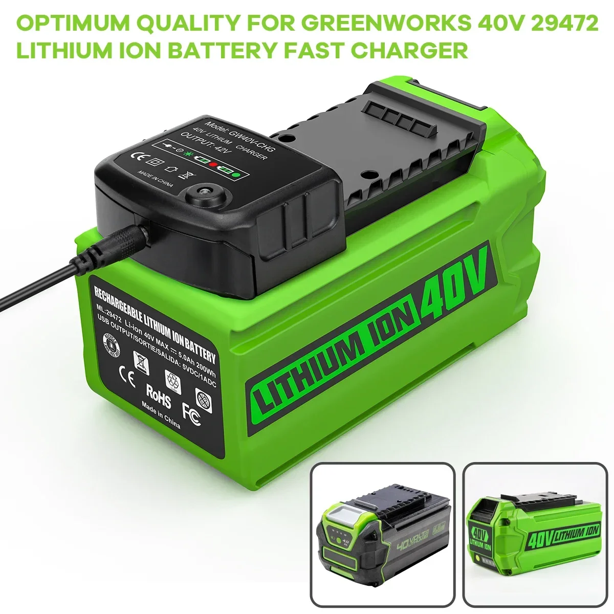 For Greenworks 40V Batteries 6Ah GreenWorks G-MAX Li-ion Battery Manufacturer Replacement Battery for Lawn Mower Power Tools