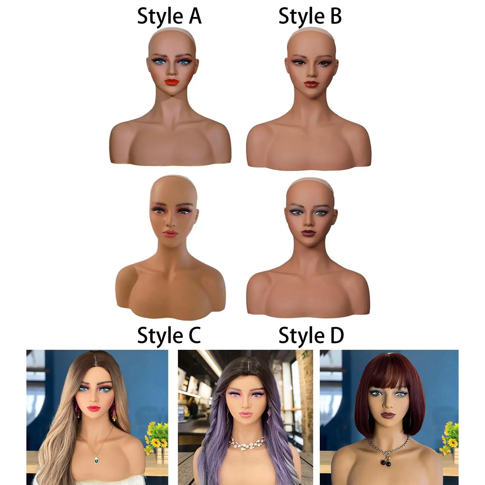 

Realistic Mannequin Head Female Mannequin Head with Shoulder for Wig Hats