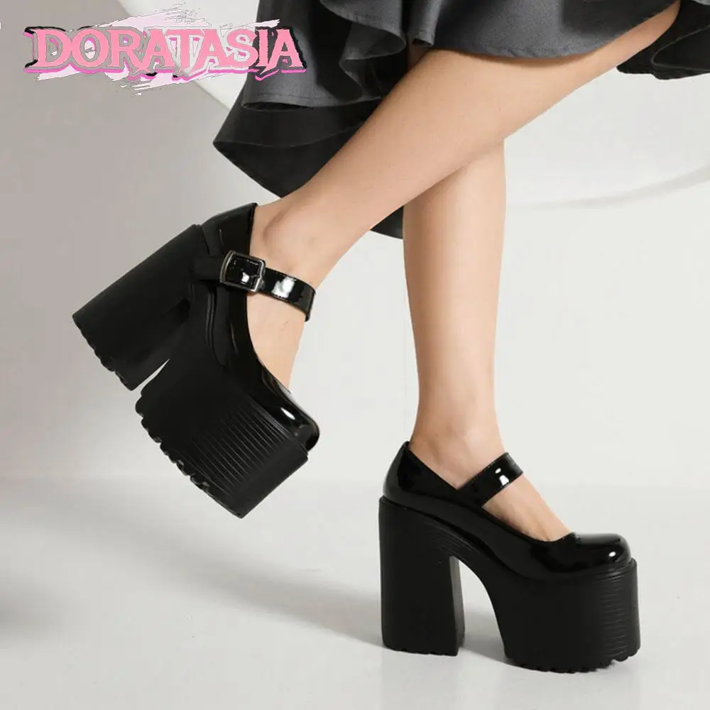 Punk Goth High Heel Platform Female Mary Jane Pumps Buckle Thick Bottom Design Brand Luxury Cool Cosplay Shoes Y2K Fashion Pumps