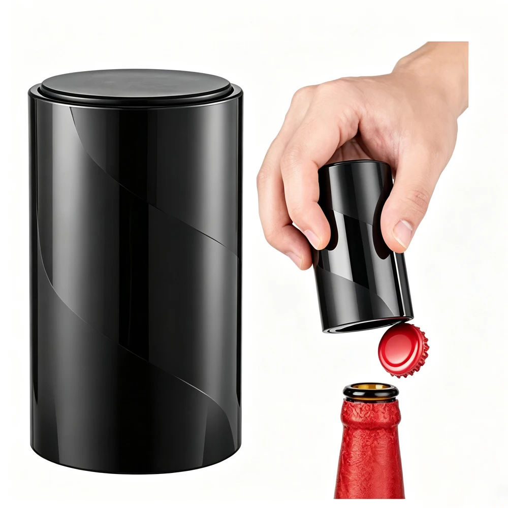 4-1Pcs Portable Magnet-Automatic Beer Bottle Opener with Cap Catcher Picnic Camping Barbecue Travel, No Damage to Bottle Cap