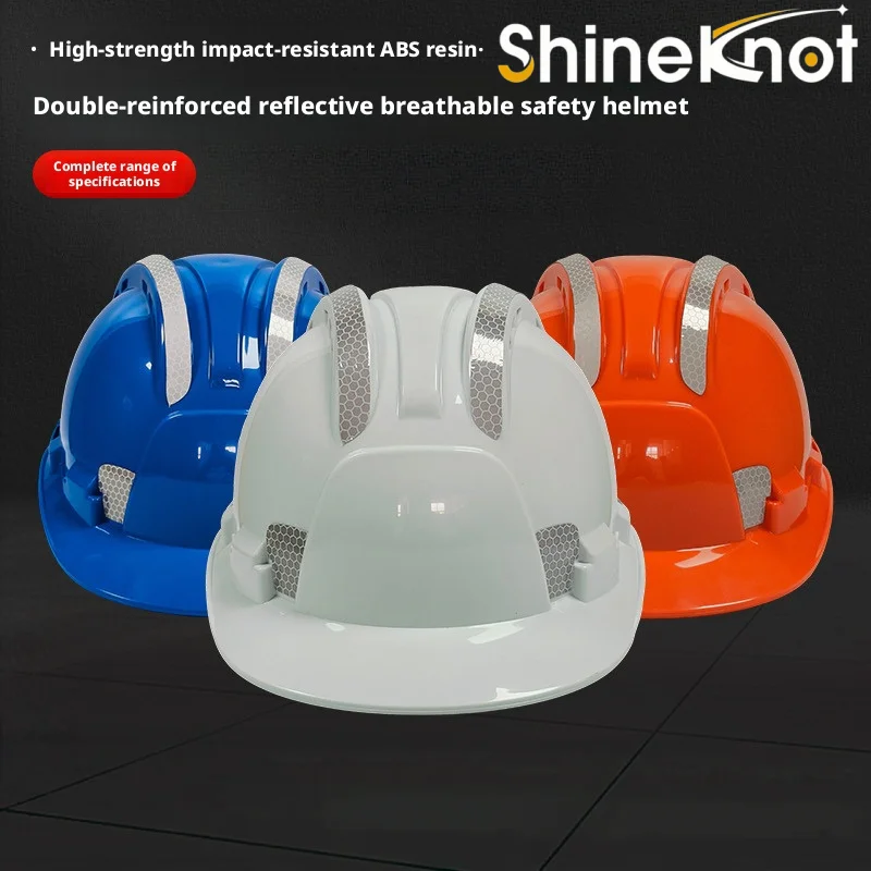 SHINEKNOT Safety Helmet With Double Reinforced Reflective Abs Material Anti Smashing Pressure Resistant Breathable Safety Helmet