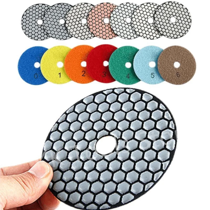 

7pcs 3"/4" Diamond Dry Polishing Pad Granite Marble Turtle for Grinding Flexible Resin Sanding Disc Stone Concrete Polisher Pad