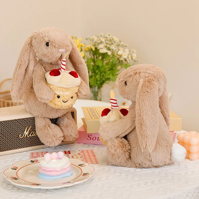 Желейный кот, застенчивый кролик Бонни, торт на день рождения, детская кукла, милый успокаивающий компаньон, плюшевая кукла, успокаивающая игрушка, праздничный подарок