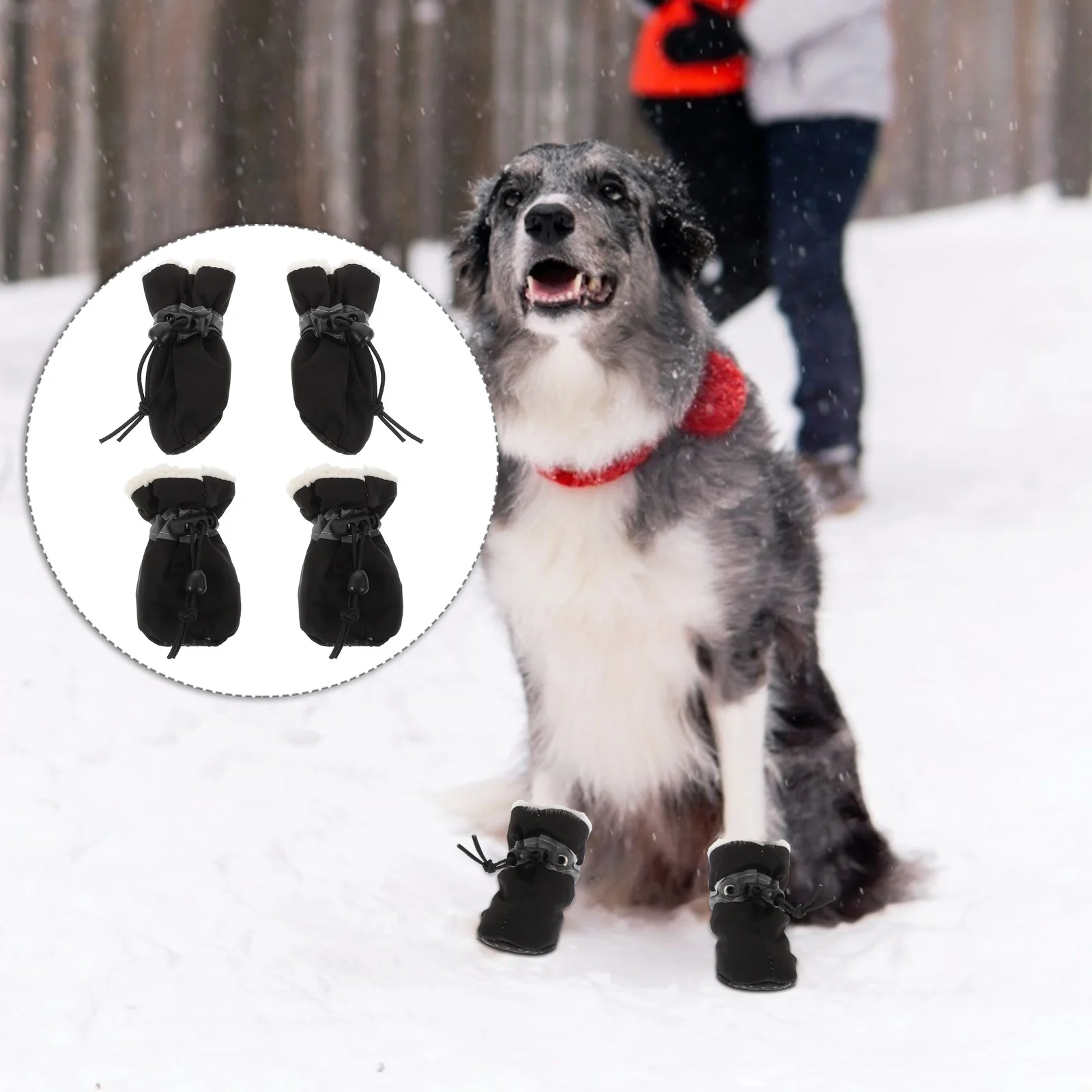 

4pcs Pet Shoe Covers Waterproof Non-Slip Winter Warm Outdoor Dog Cat Shoes Paw Protector Snow Walking Running Reflective