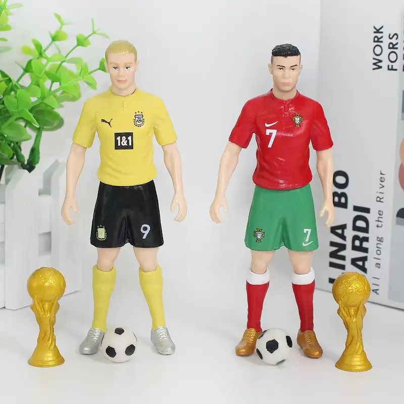 8pcs/Set Figurine Bintang Sepak Bola C.Ronaldo Messi Mbappe, Perlengkapan Penggemar, dan Suvenir untuk Real Madrid dan Barcelona