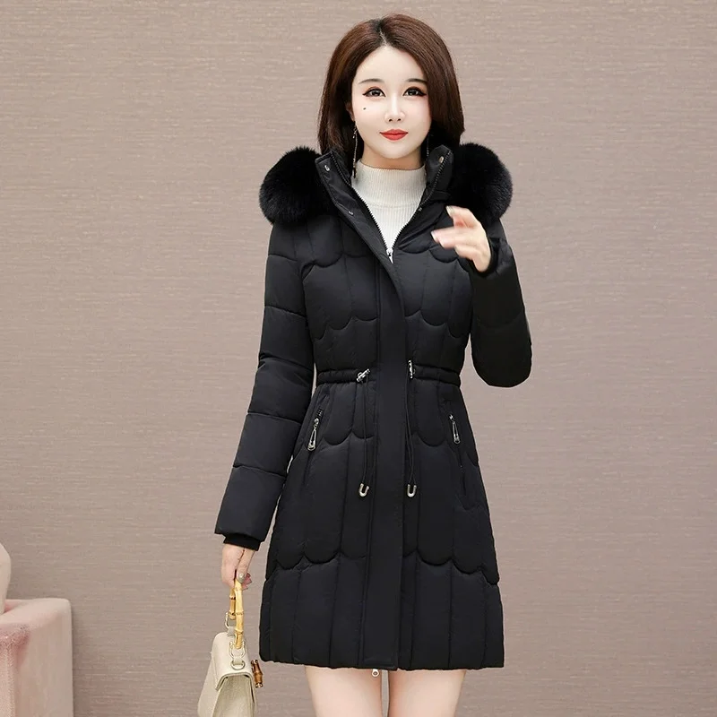 سترات نسائية للخريف والشتاء موضة كورية بياقة من الفرو الصلب وجيوب بقلنسوة وسحاب مشد سميك سترة معاطف للأسفل