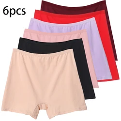 6pcs Cotton Women Panties Lady Plus Size Boxer Underwear High Waist Briefs Solid Color Female Lingerie Shorts Safety Panty