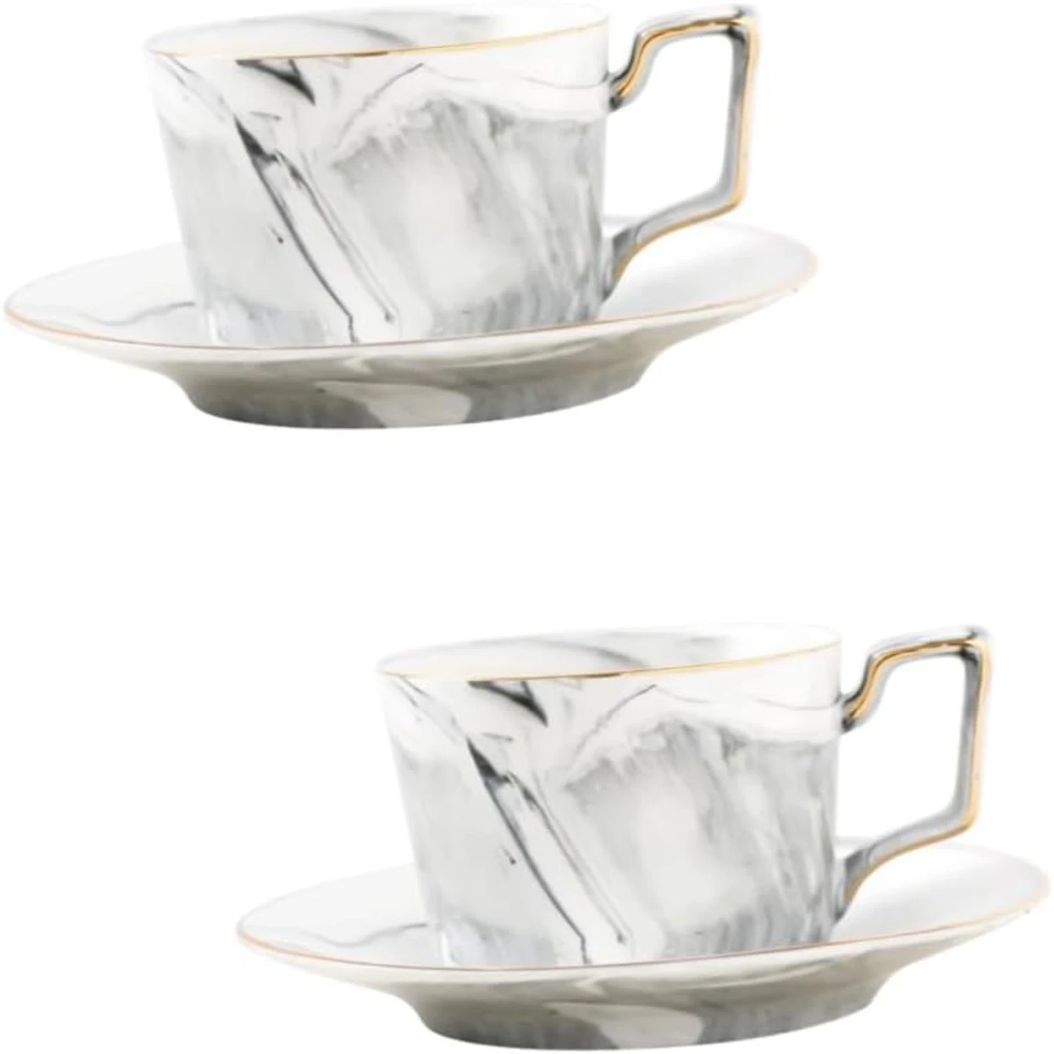 

Elegant, Stylish, and Sophisticated Set of 2 Exquisite Decorative Mocha Cups and Saucers - Beautifully Intricate Hot Pattern - E