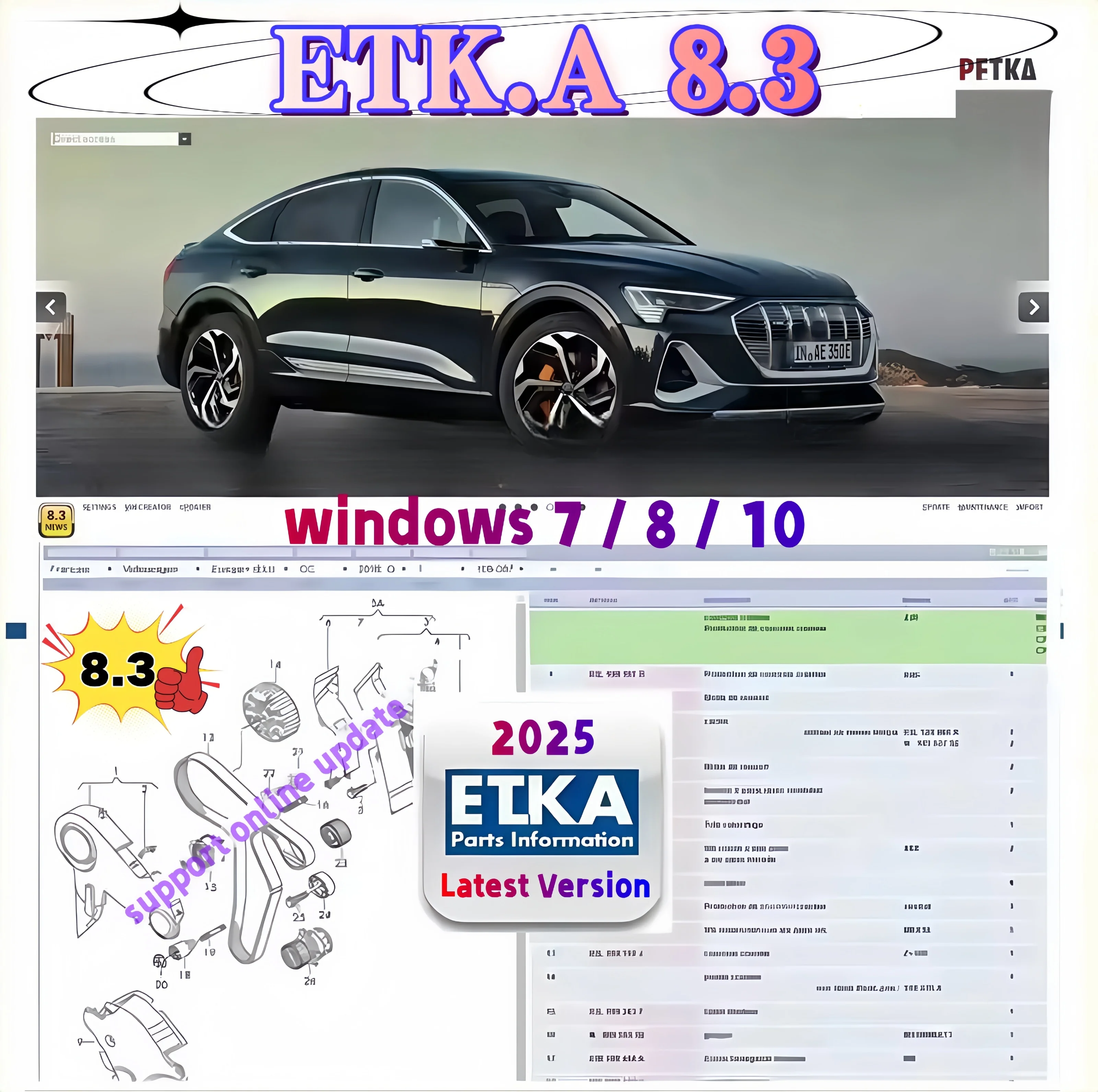 2025 Newest ETK A 8.3 Group Vehicles Electronic Parts Catalogue! Covering V/W+AU/DI+SE/AT+SKO/DA with Multi-Language Support