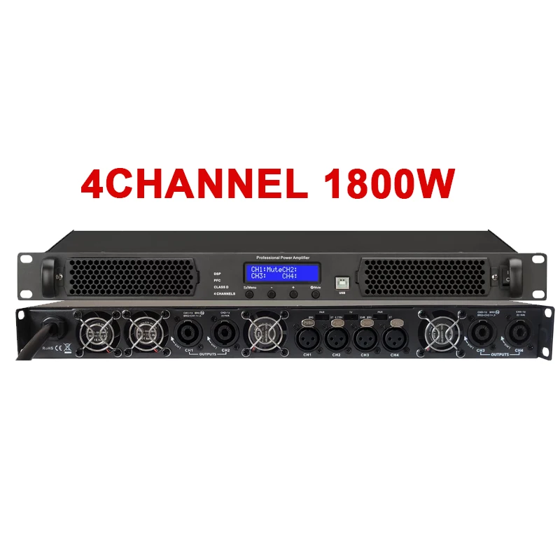 Shenndare Professioneller digitaler DSP-Verstärker, 4 Kanäle, 1000 W, Audioverstärker, DSP-Hochleistungsverstärker, digitaler Audio-DJ-Subwoofer