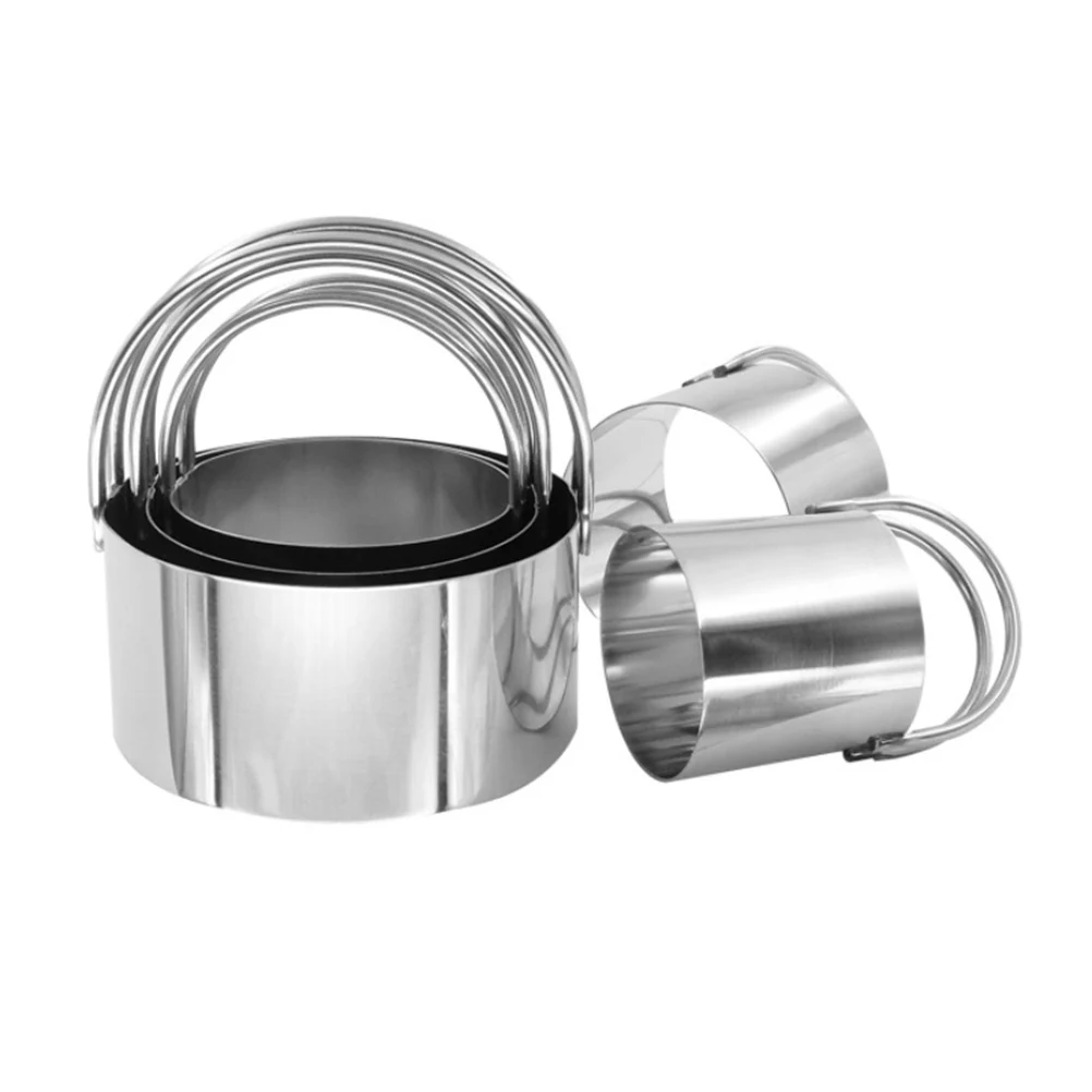 

5pcs Cookie Stainless Steel Biscuit Stainless Steel Baking Ring Molds Round Shapes DIY Cookies Chocolate Fondant Mousse