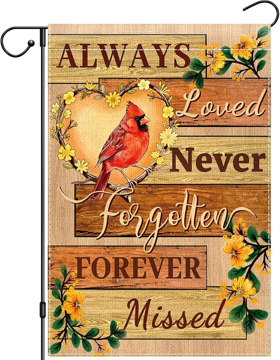 Memorial Garden Flag 12x18 Double Sided, Cardinal Yard Flags for Outside, Always Loved Never Forgotten Forever Missed Graves ZZM