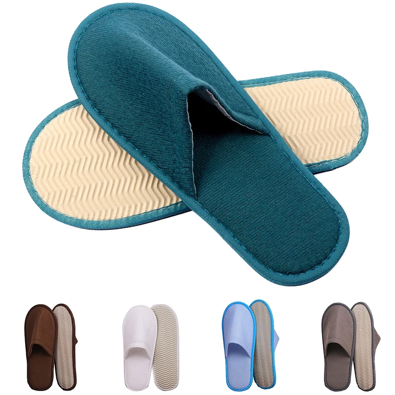 1 Pair One Time Use Hotel Slippers High Quality Closed Toe Non-Slip Slippers White Disposable Hotel Bathroom Slipper