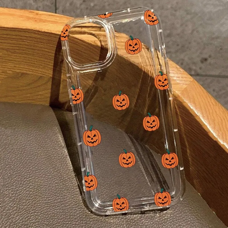 Clear Cartoon Ghost Pumpkin Phone Case for Samsung Galaxy A56 A36 A26 A55 A35 A15 A54 A34 A24 A14 A13 A73 A53 5G Back Cover