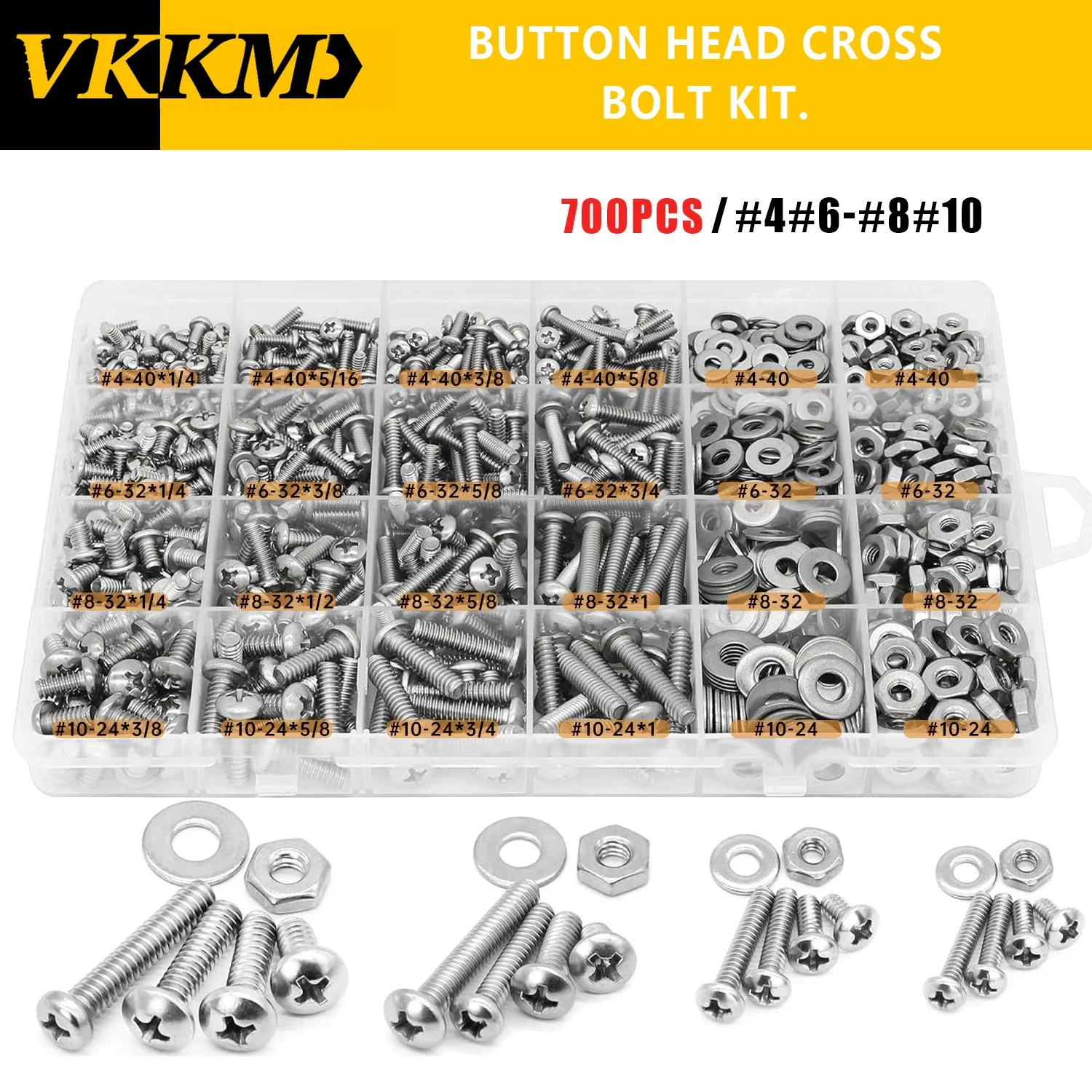 

Ассортимент болтов Phillips с круглой головкой, 700 шт. дюймов