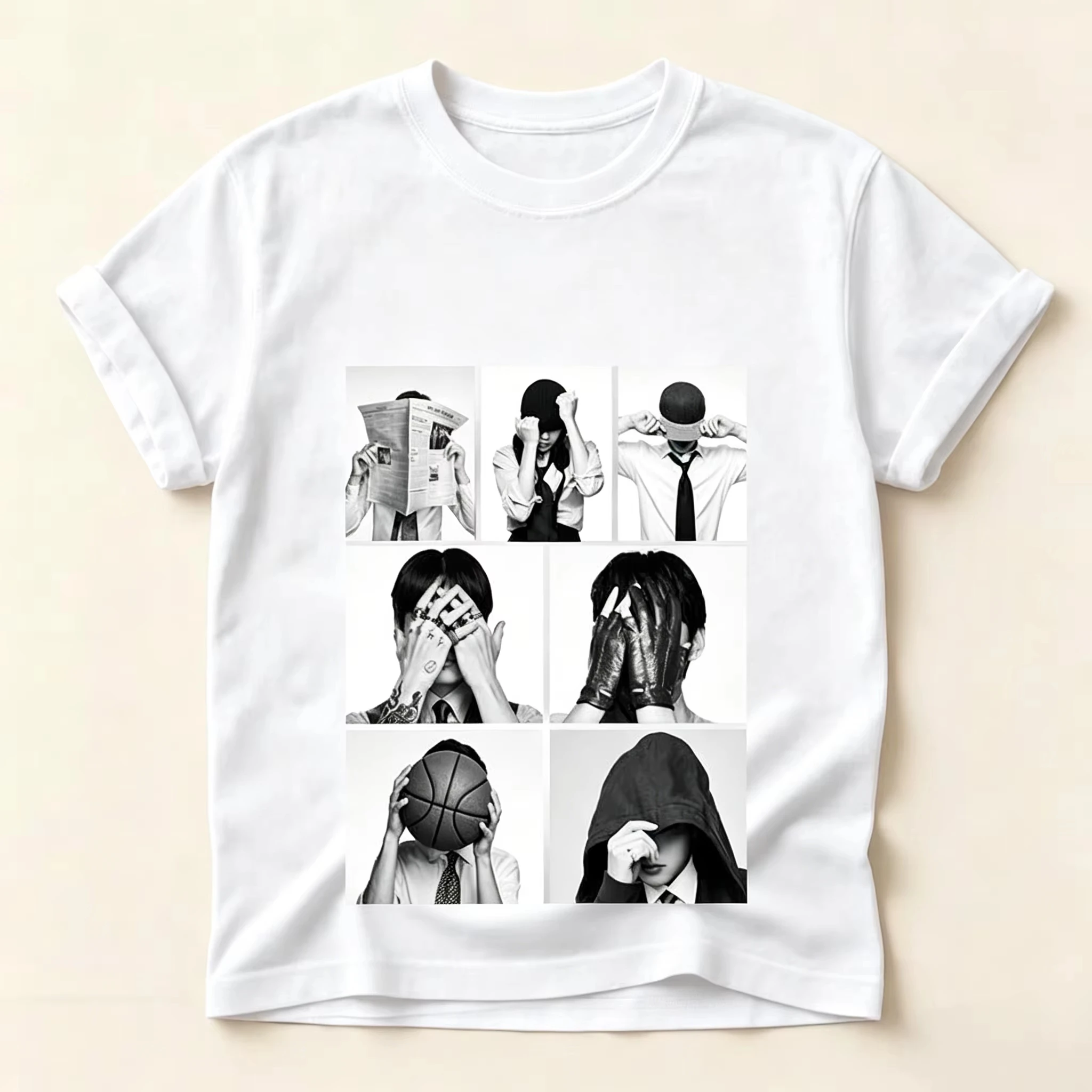 Korean Pop Boy Band T-shirt Character Graphics 2026 Summer Cotton Unisex High-Quality Men's Women's Y2k Fashion Loose Shirt