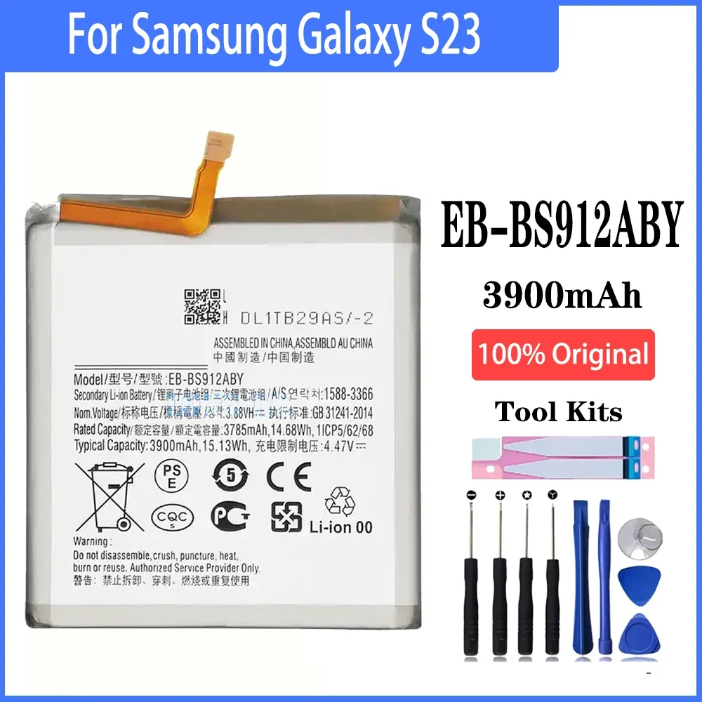 

100% high capacity EB-BS912ABY 3900mAh Battery For Samsung Galaxy S23 SM-S911B Phone Replacement With Tools