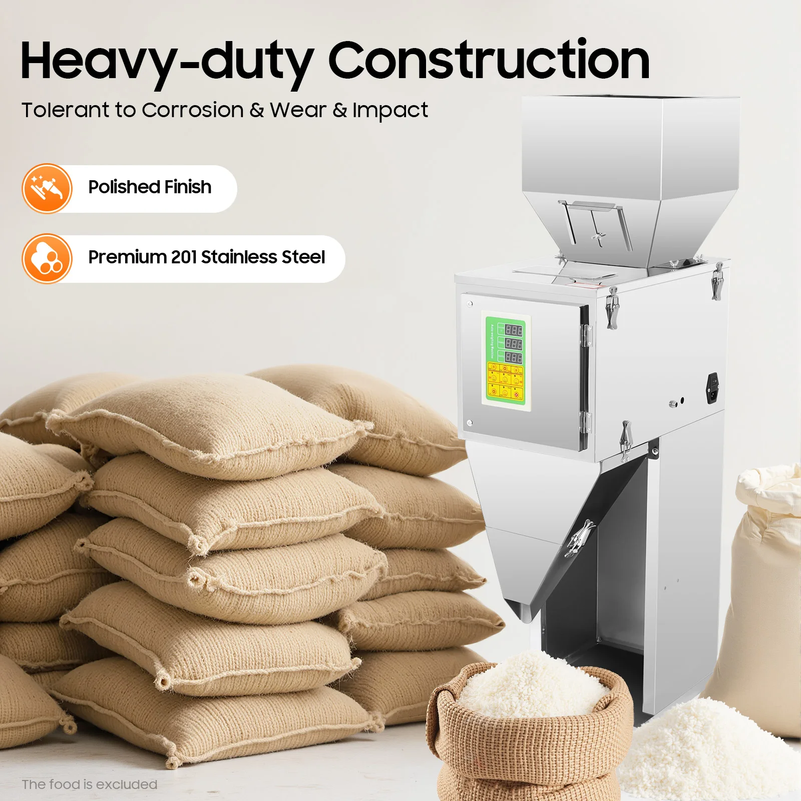 Machine de remplissage automatique de poudre 200W 10-999G, séparateur d'emballage en acier inoxydable contrôlé par micro-ordinateur pour thé/graines/céréales