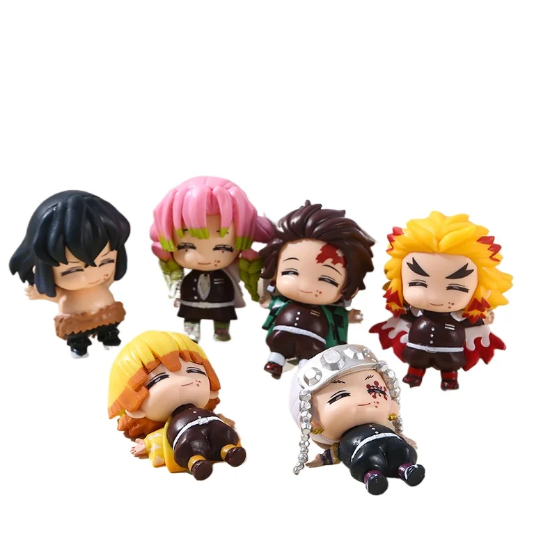 

Demon Slayer Anime Figure Kamado Tanjirou Agatsuma Zenitsu Inosuke Doll Toys Kyoujurou Belly Filling Ornaments Tengen 6Pcs/1Set