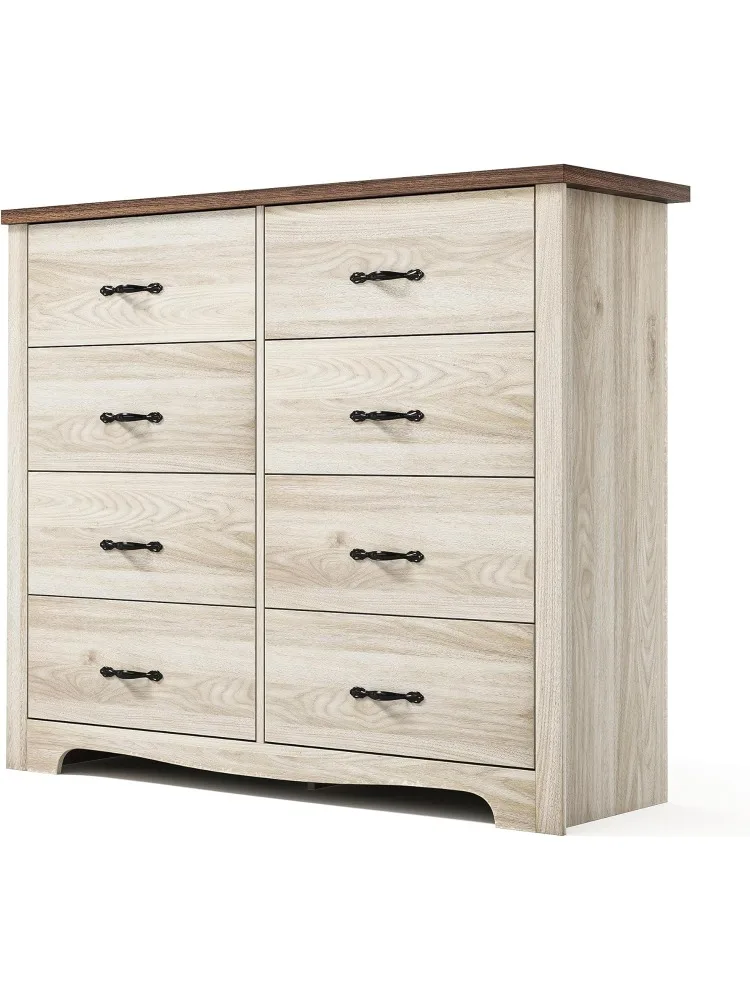 

HOME 8 Drawers Dresser for Bedroom, Wood Bedroom Dresser Modern Drawer Chest, 8 Chest of Drawer, Tall Dresser for Closet,