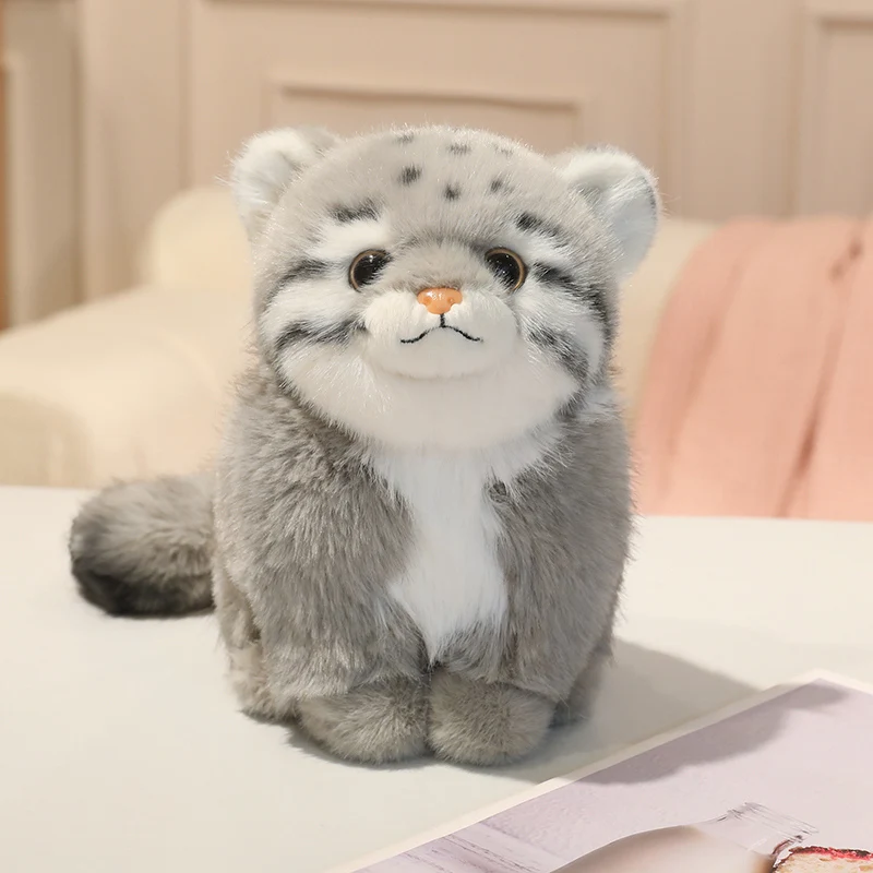 Realistic Pallas's Cat Plush Toy Cute Grumpy Manul Stuffed Animal Fluffy Soft Fat Cat Pillow Doll Chubby Plushies For Girl Boy