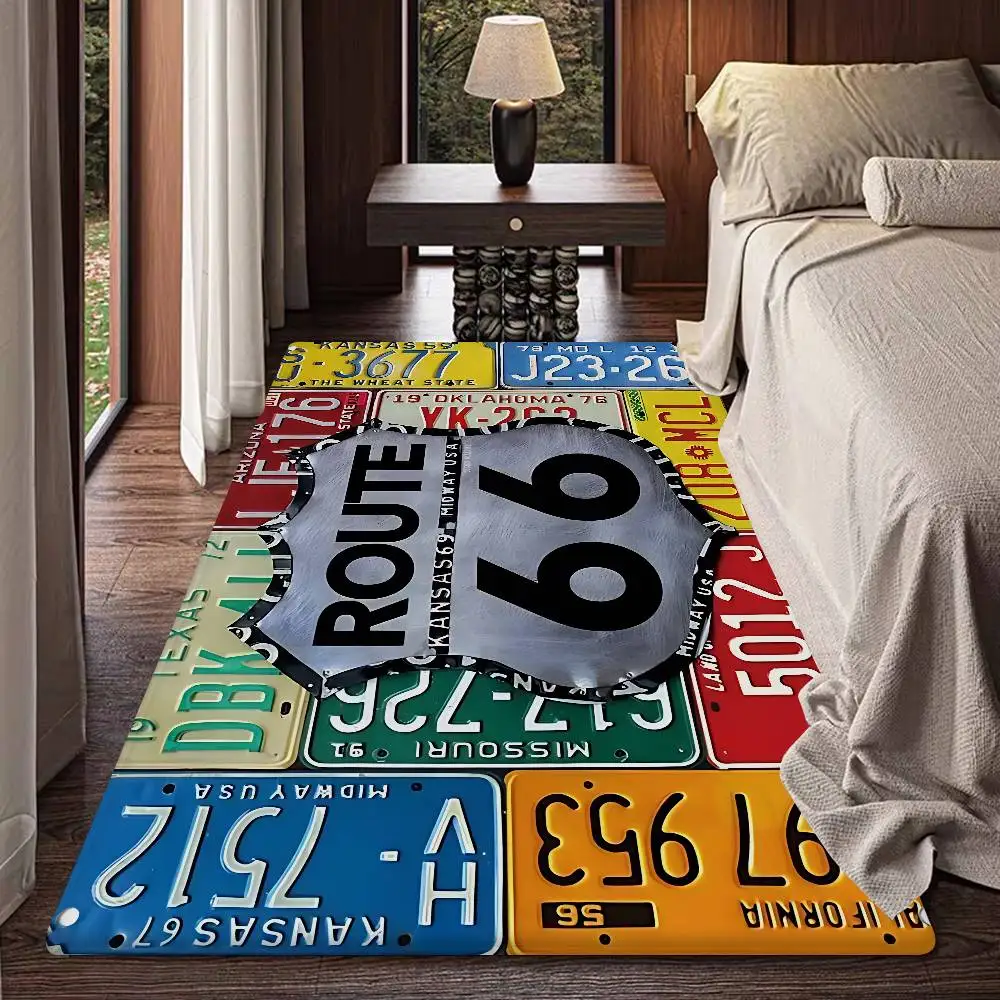 R-Route 66 Fashion Bathroom Mat Kids Room Bedroom Decoration Balcony Anti-Slip Doormat Living Room Bedside Area Rugs