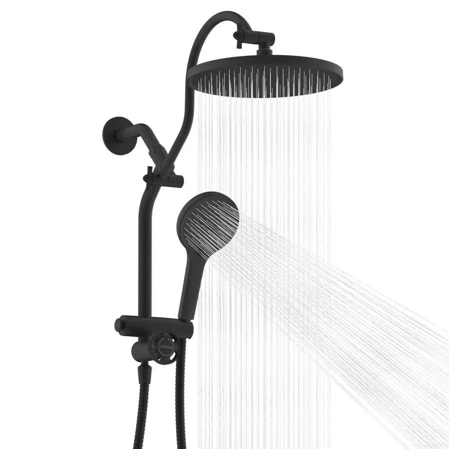 

Upgraded cUPC Certified Selfcleaning Shower Head Combo, High Pressure 10 Rain Showerhead with 3Spray Handheld, All Metal Arm wit