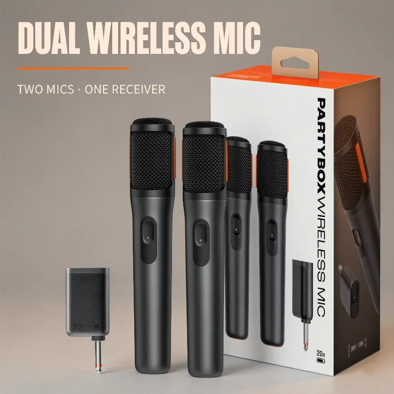 AES-128 Encrypted Dual Wireless Microphone 20H Battery 6.35mm Receiver Anti-Interference For Party KTV Karaoke Speaker Amp PA
