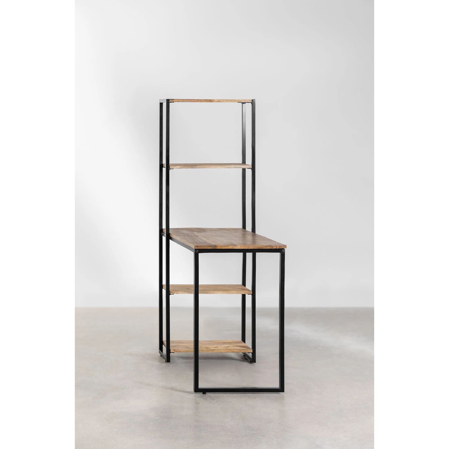 Mango wood computer desk with shelves for an elegant and durable workspace