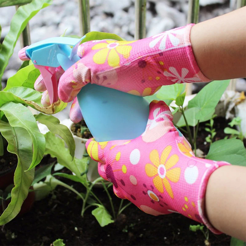 Planting Yard Cleaning Palm-Coated Floral Garden Gloves Women Non-Slip Working Gloves Non-Slip Household Labor Protection Glove