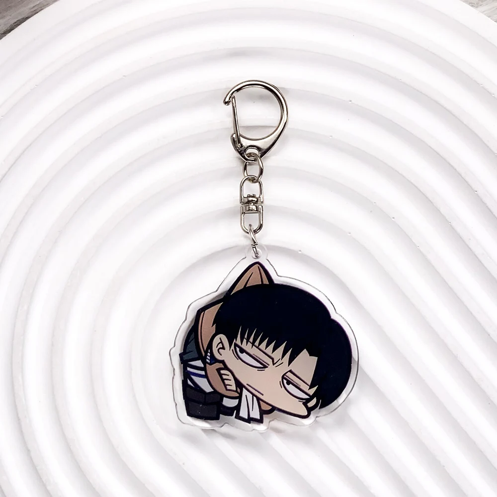 شخصيات أنيمي هجوم على تيتان الاكريليك سيارة المفاتيح اكسسوارات Kawaii حقيبة سحرية على ظهره قلادة كيرينغ هدايا للأصدقاء #4