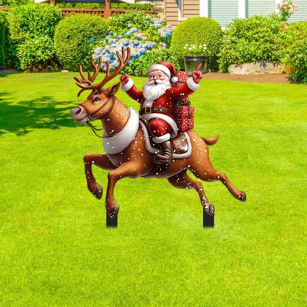 New Acrylic Yard Signs Reindeer Santa Claus Christmas Garden Stake Wear-resistant Indoor Outdoor Ornaments