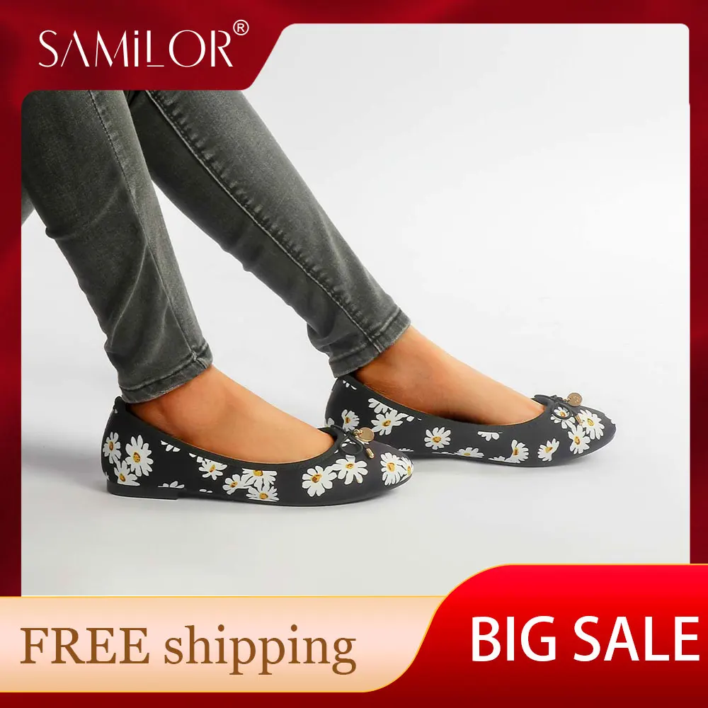 SAMILOR Printed Daisy Flat Shoes 2025 Trend Ballet Shoes Improved Edition Comfortable Soft Soled Shoe for Woman Spring New