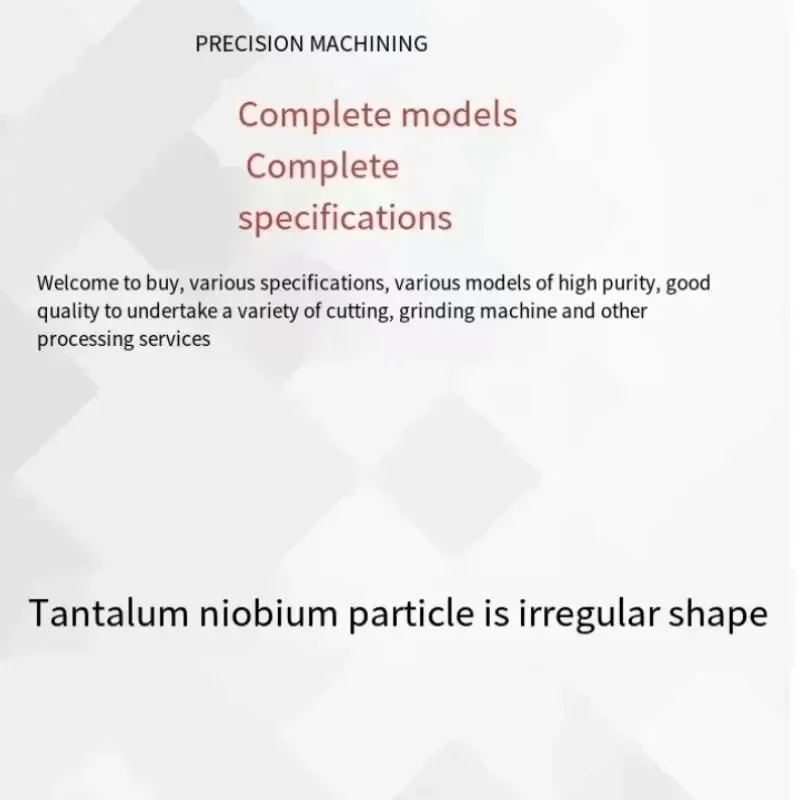 Experimento de investigación de partículas de niobio de alta pureza Nb99.95 % con 10 g 50 g 100 g