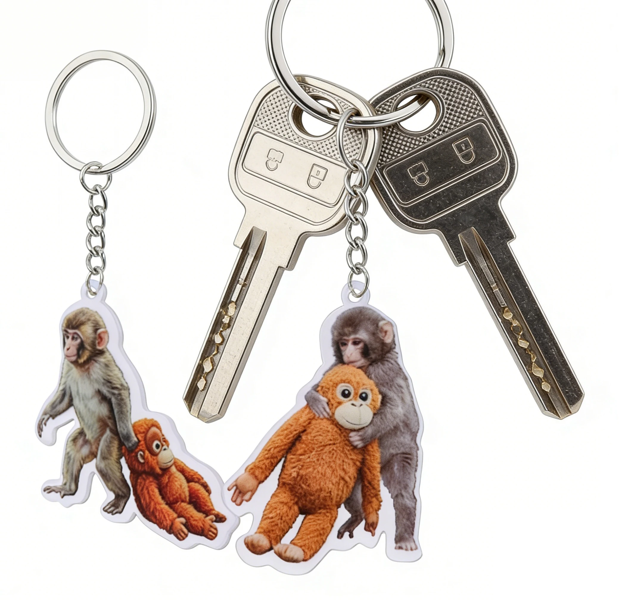 Cute Monkey & Orangutan Acrylic Keychain Funny Animal Pendant for Bag Backpack Creative Cartoon Keyring Gift for Friends & Kids
