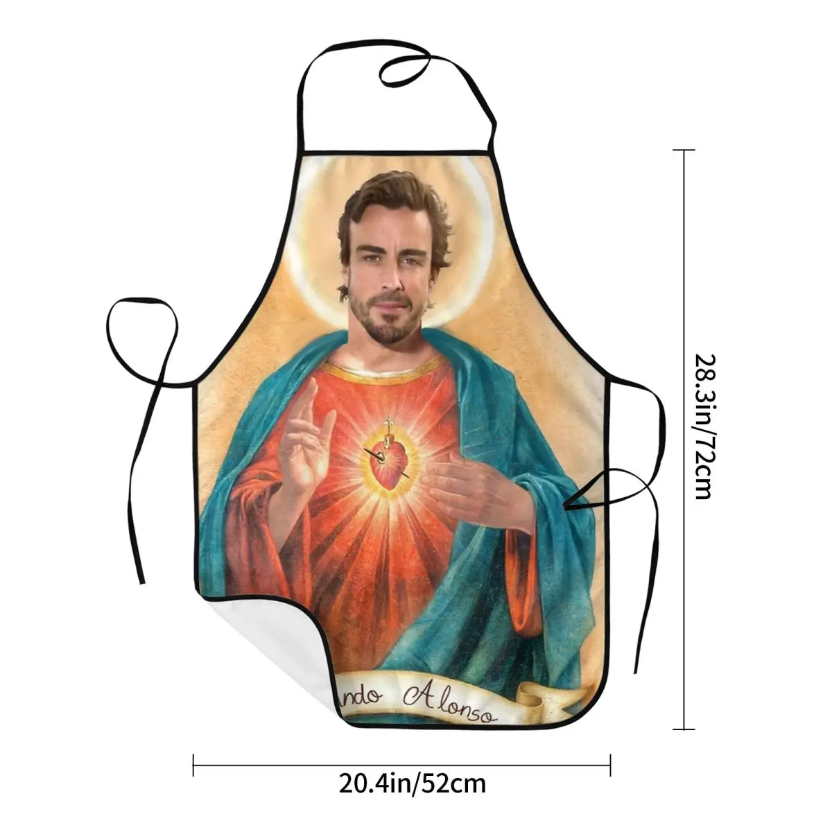 Fernando Alonso Saint Chef Apron Oil & Water Resistant Adjustable Neck Strap BBQ Aprons for Men Women Chef Gifts