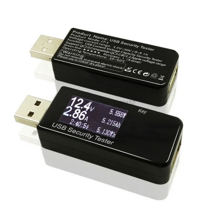 100pcs high quality 5~30V DC Voltmeter ammeter current voltage meters capacity monito quick charger Battery USB tester