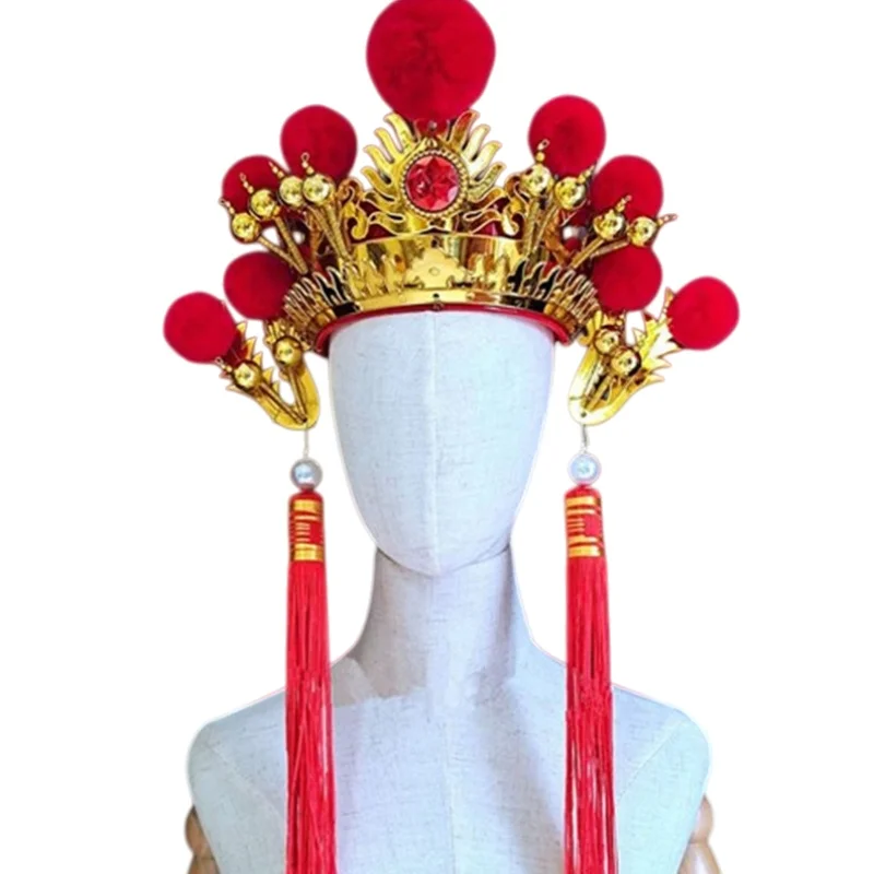 

China-Chic Peking Opera Headwear Xiaohuadan Costume Accessories Acrobatic Dance Hats Festival Stage Performance Cap