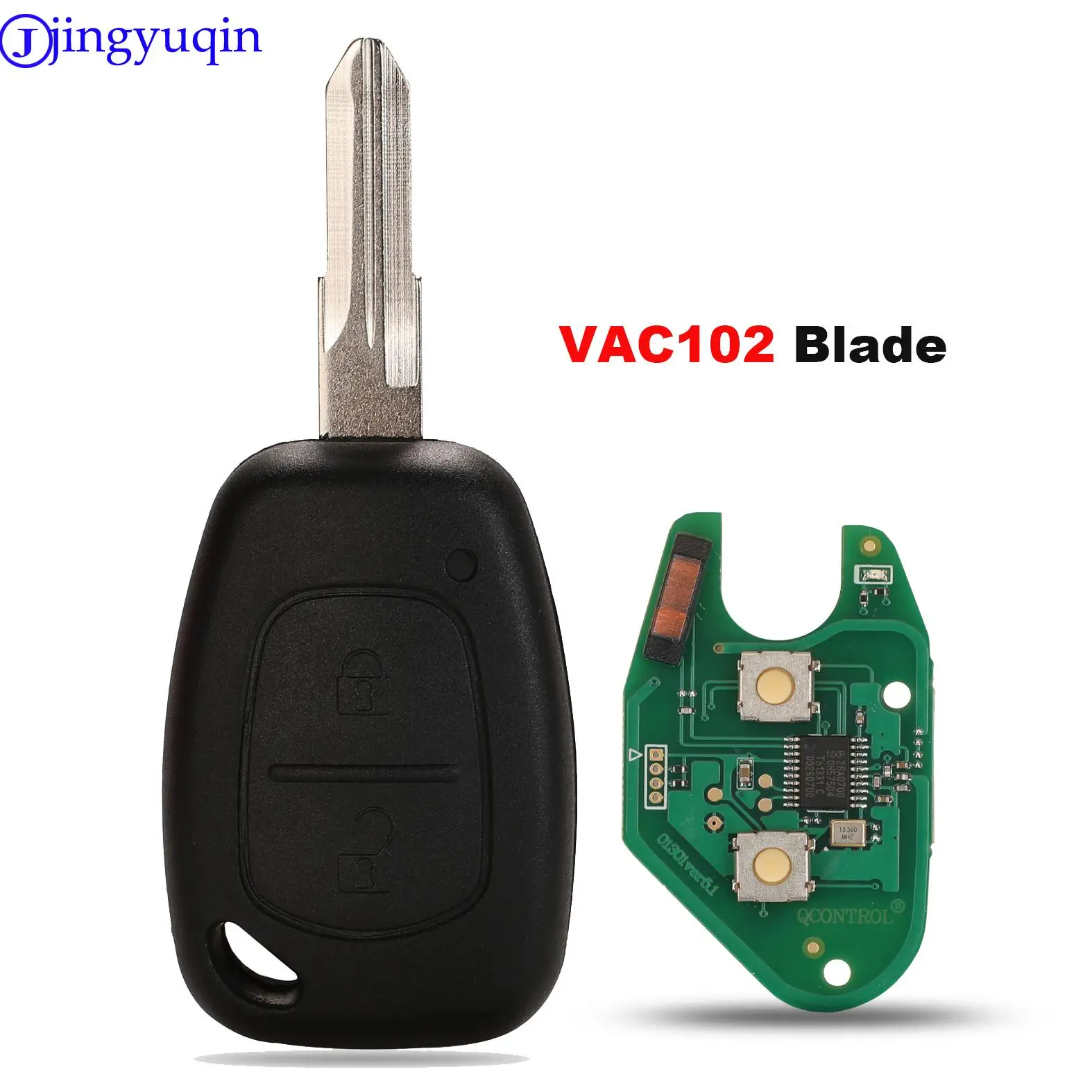 jingyuqin 1 Bouton voiture Télécommande clé pour Renault Master Kangoo Clio Twingo VAC102 Lame PCF7946 ID46 Chip 433MHZ