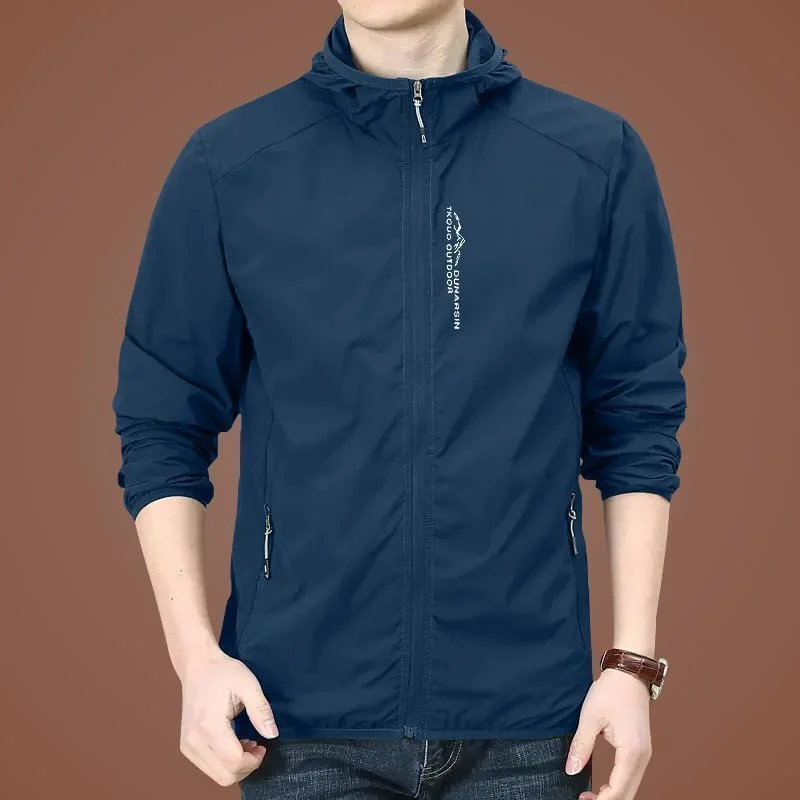 Ice Silk Quick Dry Men's Sun Protection Clothing Ultra Thin Outdoor High End New Style Jacket Coat Long Sleeve Zipper Closure